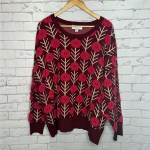 MAGASCHONI Woman Floral Textured Sweater – 3X / Cozy Glam / Bold Floral